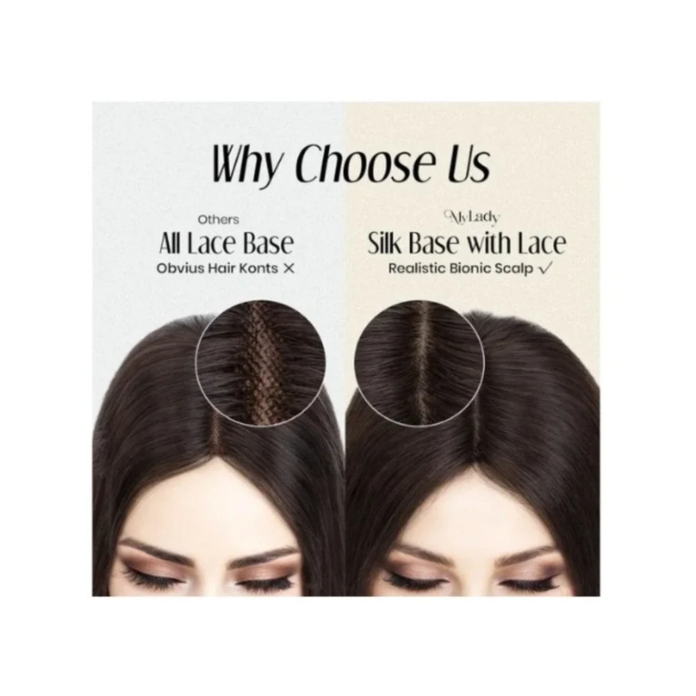 MY-LADY Human Hair Topper 8 Inch Medium Brown 150% Density Silk Base Hairpiece
